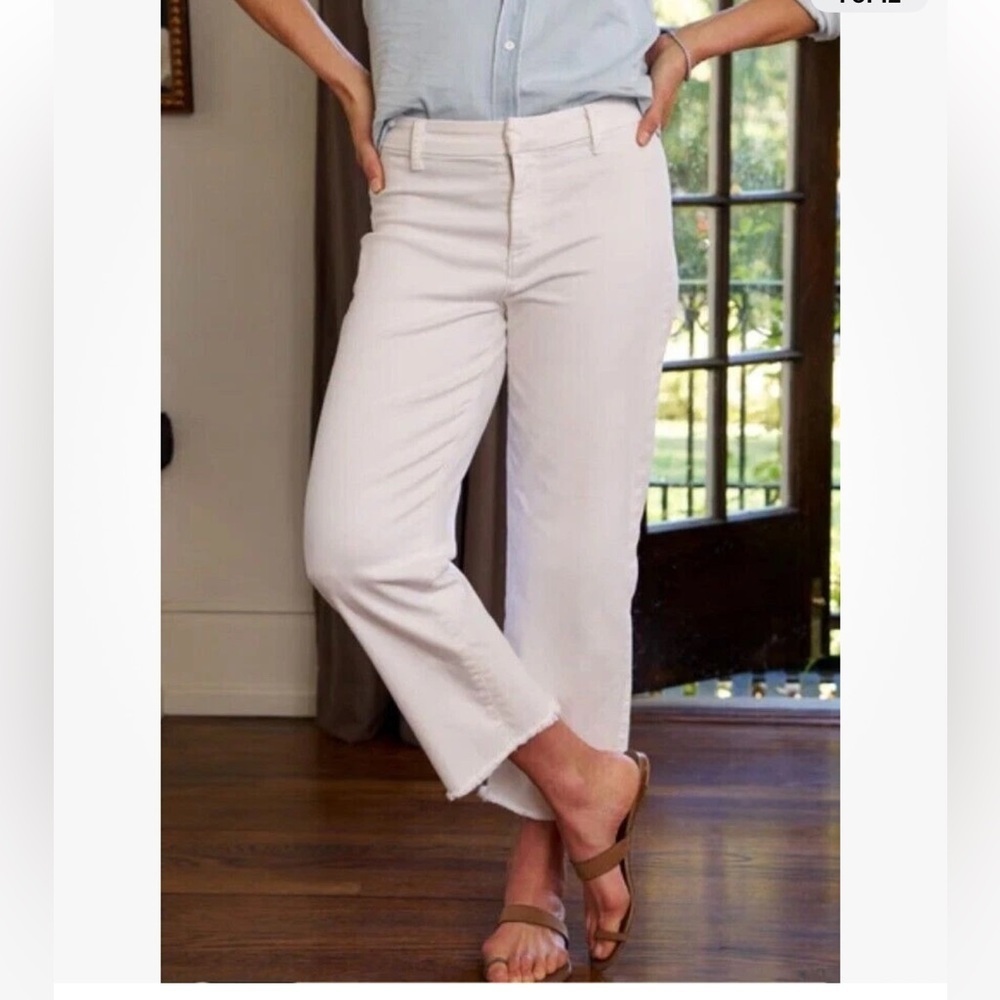 FRANK & EILEEN Kinsale The Italian Crop Pants in White Size 6 linen blend